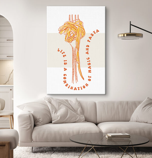 A drawing of pasta on a white background