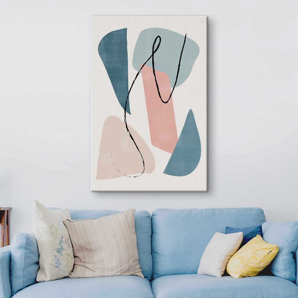 A colorful art piece with black lines