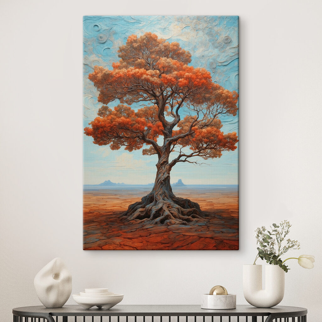 A tree with orange leaves A tree with orange leaves