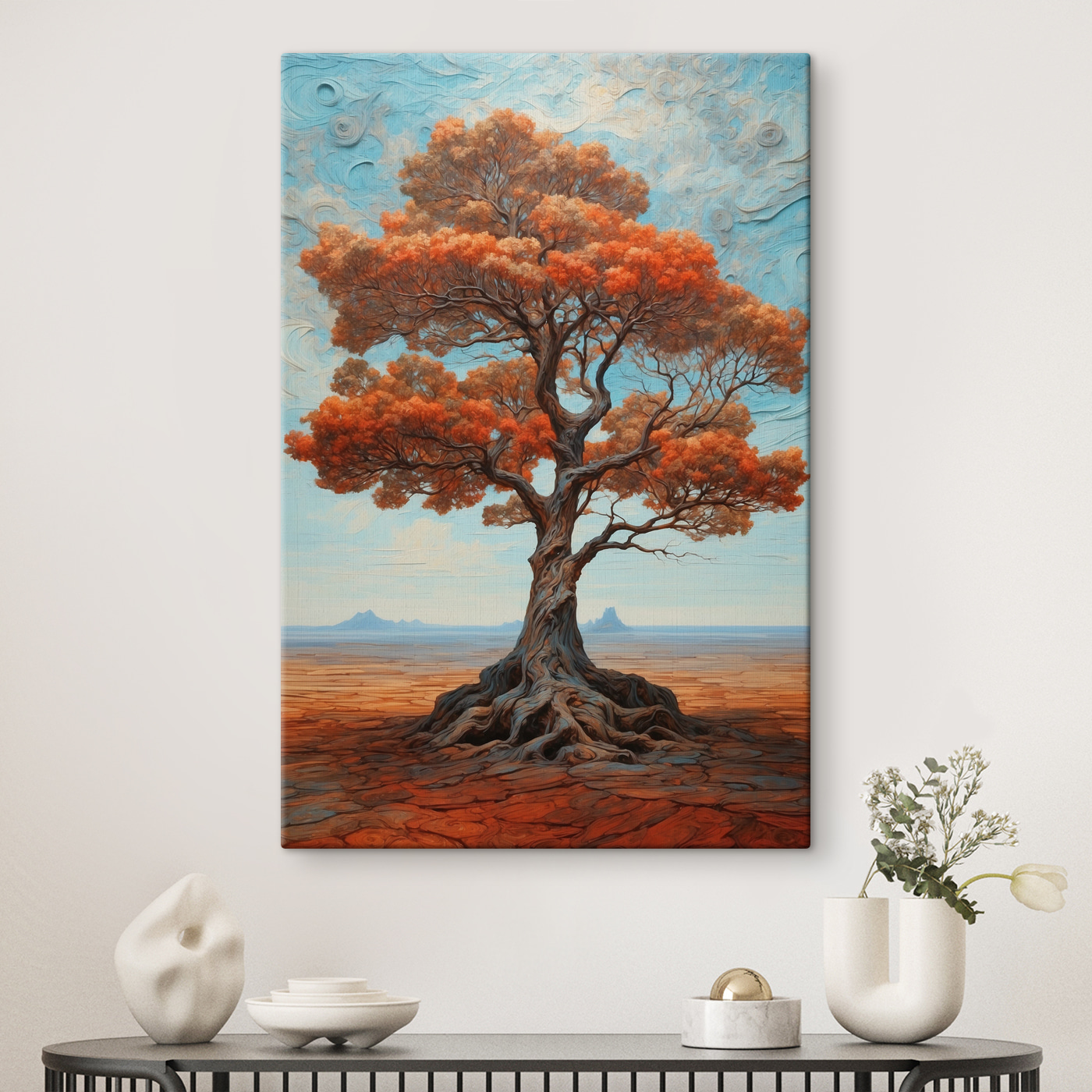 A tree with orange leaves A tree with orange leaves