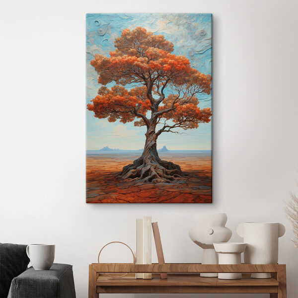 A tree with orange leaves A tree with orange leaves