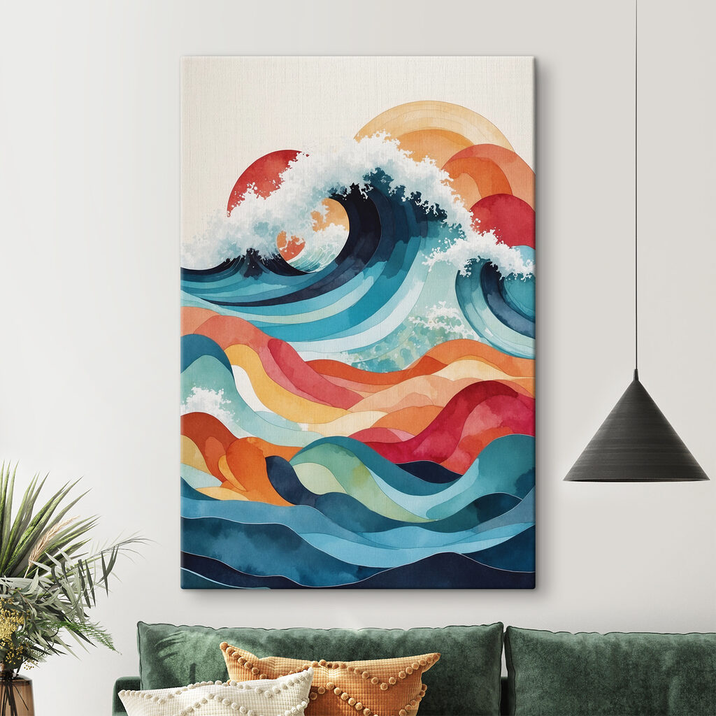 A watercolor painting of waves