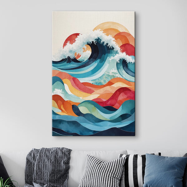 A watercolor painting of waves