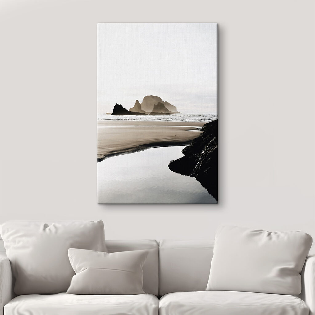 A beach with rocks and water