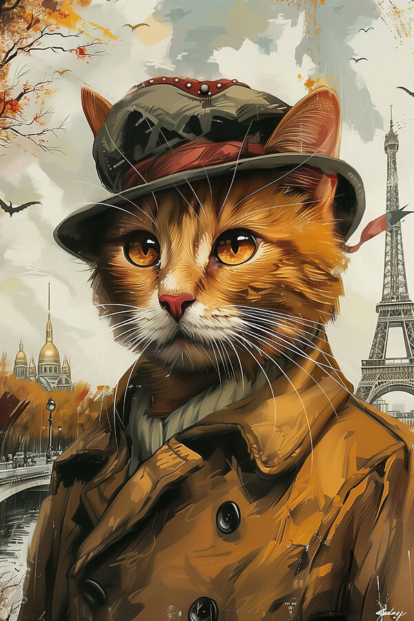 A cat wearing a hat and coat A cat wearing a hat and coat