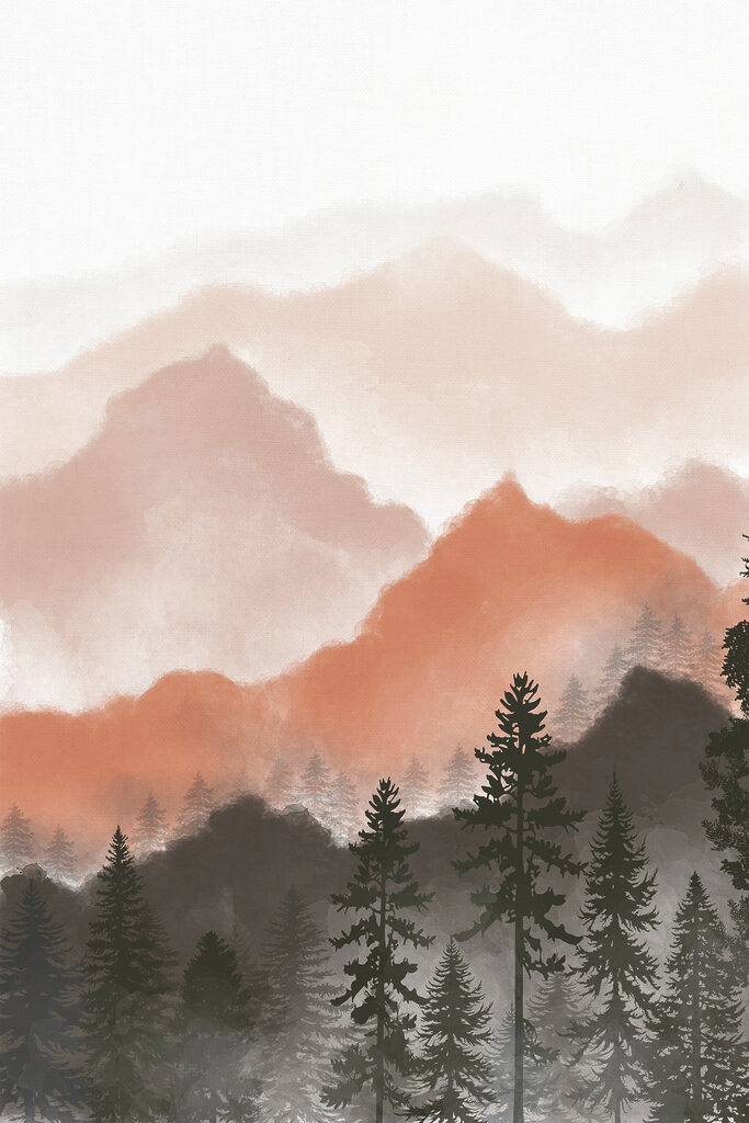 A landscape of mountains and trees A landscape of mountains and trees