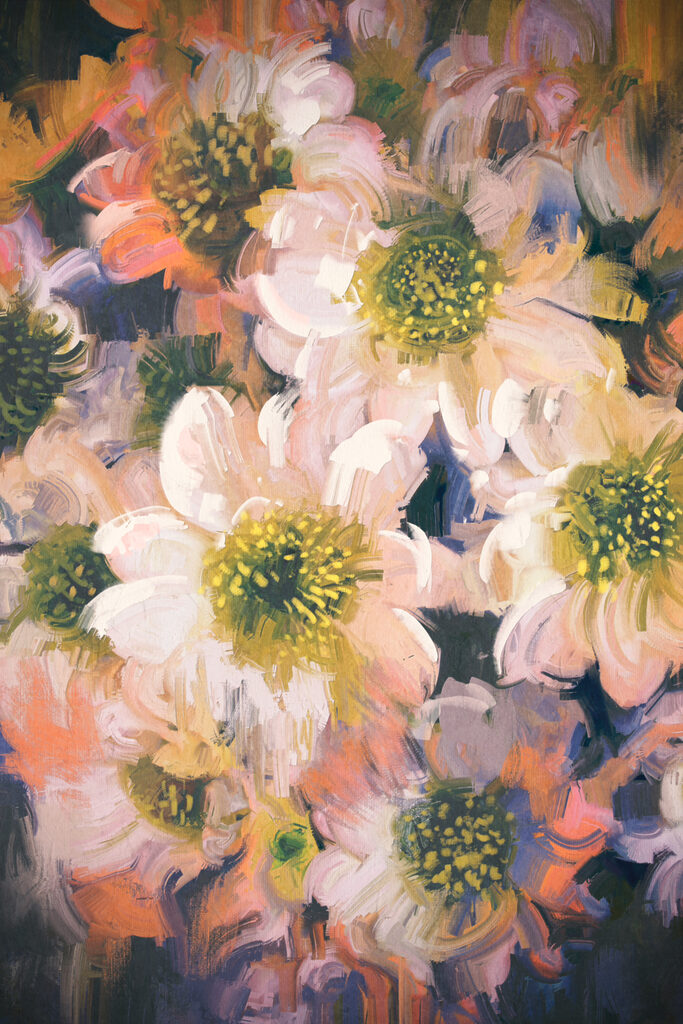 Colorful blooms in soft brushstrokes Colorful blooms in soft brushstrokes