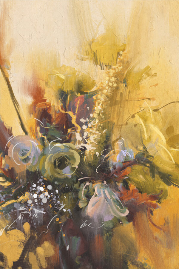 A painting of flowers in a vase A painting of flowers in a vase