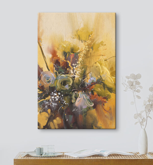 A painting of flowers in a vase A painting of flowers in a vase