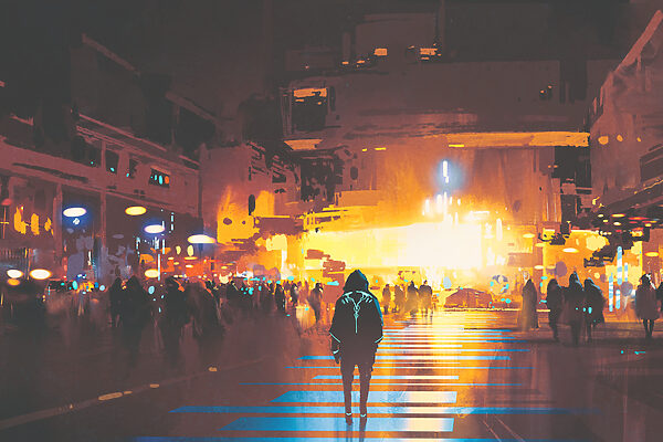 A person walking on a street A person walking on a street
