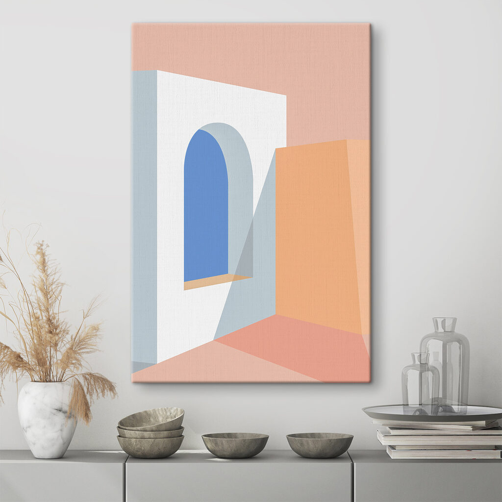 A blue window in a white wall A blue window in a white wall