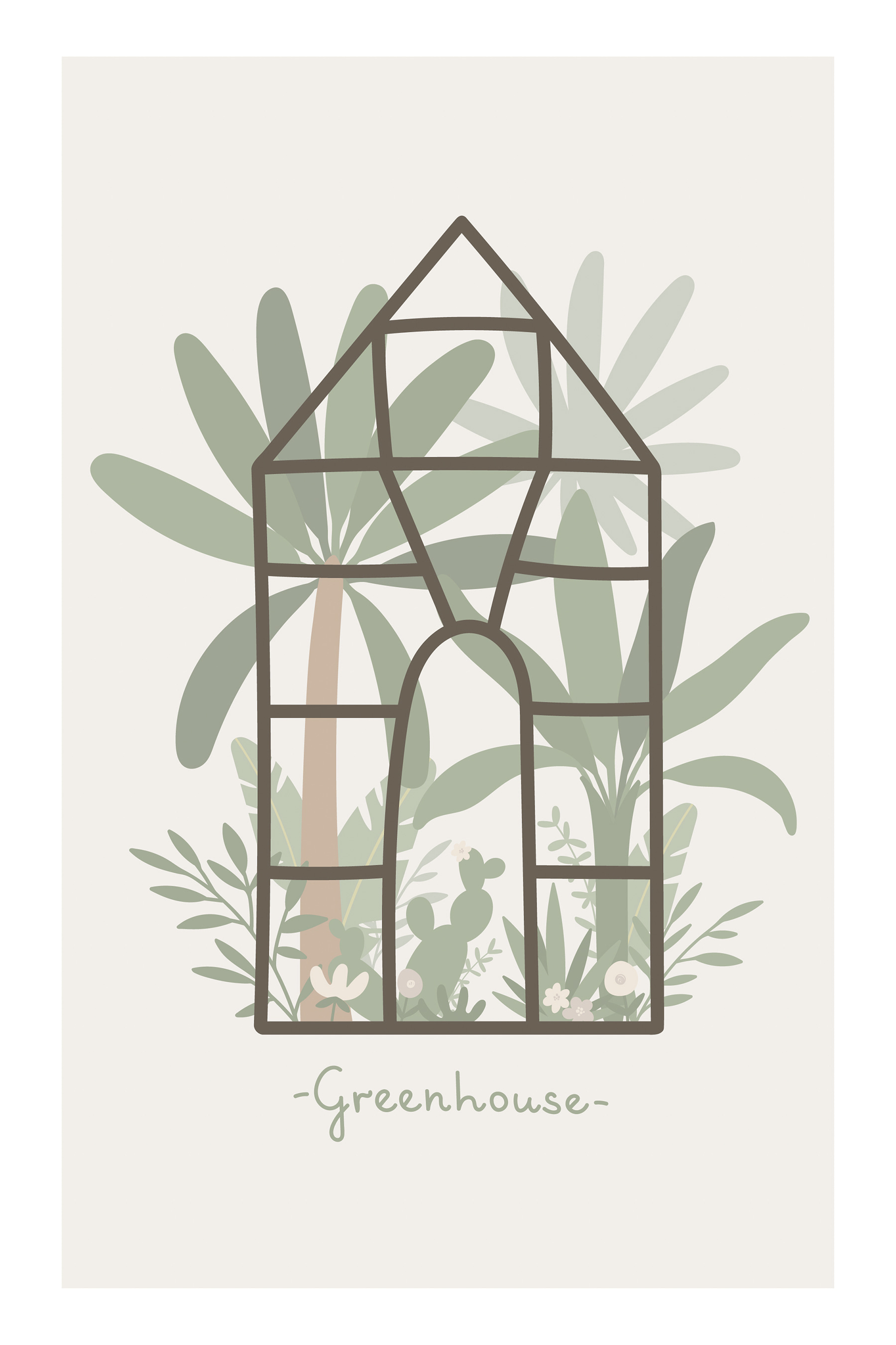 A green house with plants inside