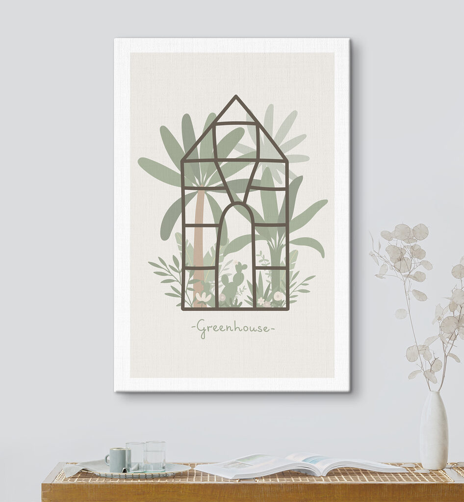A green house with plants inside