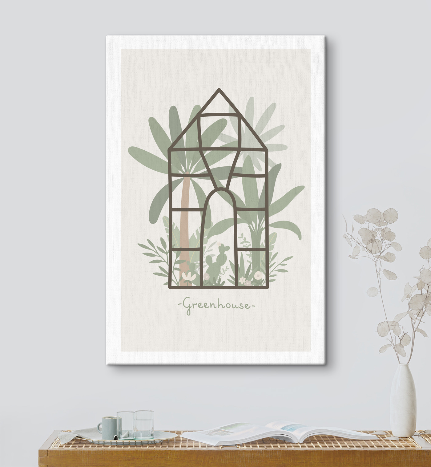 A green house with plants inside