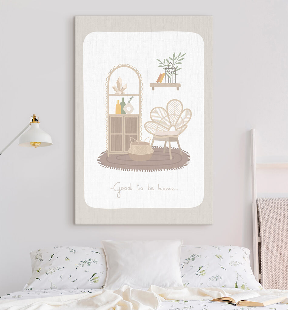 A poster of a room with furniture