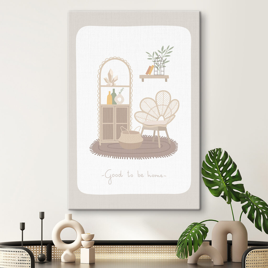 A poster of a room with furniture