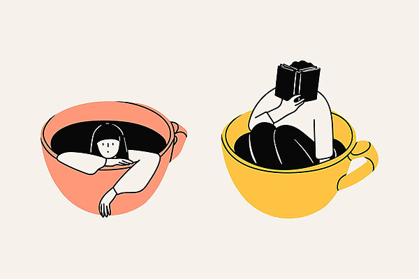 A couple of cups with people in them A couple of cups with people in them