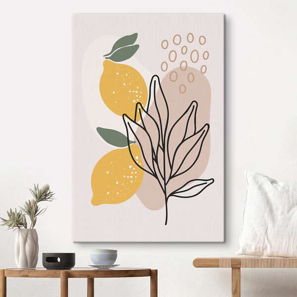 Quadri Quadri Limoni e foglie disegnati su uno sfondo bianco (COD: s37057)