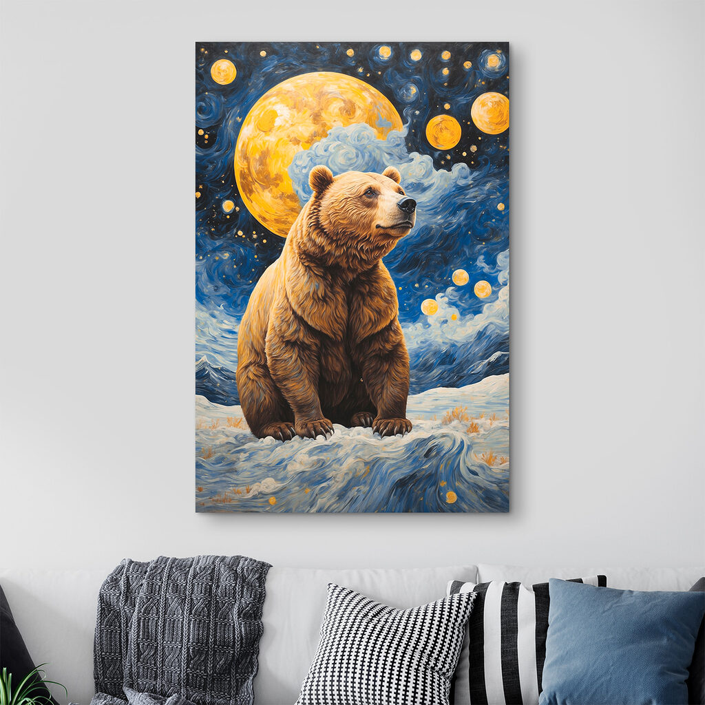 A bear sitting in the snow