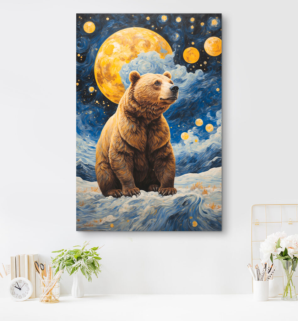 A bear sitting in the snow