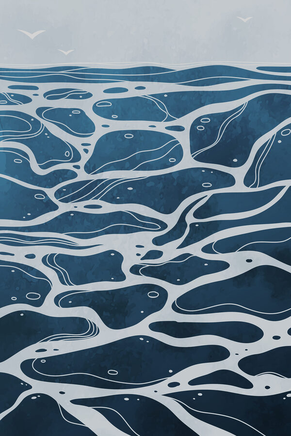 A blue and white water surface