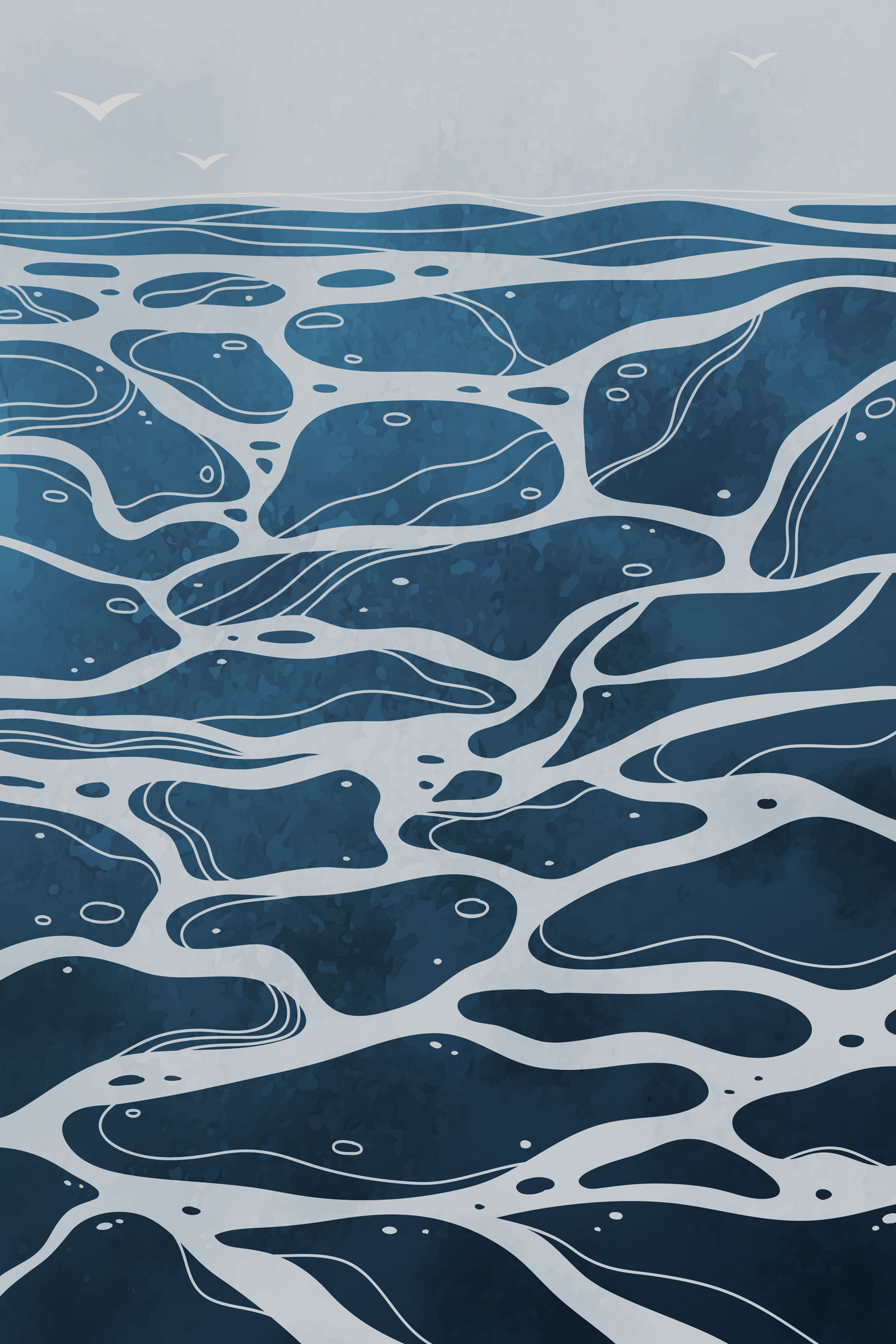 A blue and white water surface