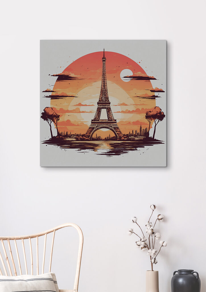 A tower with a sunset behind it A tower with a sunset behind it