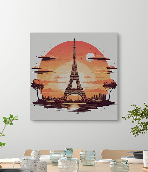 A tower with a sunset behind it A tower with a sunset behind it