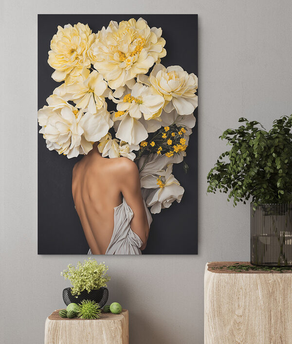 Quadri Una donna con dei fiori sopra la testa