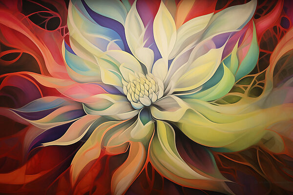 A colorful flower with white petals