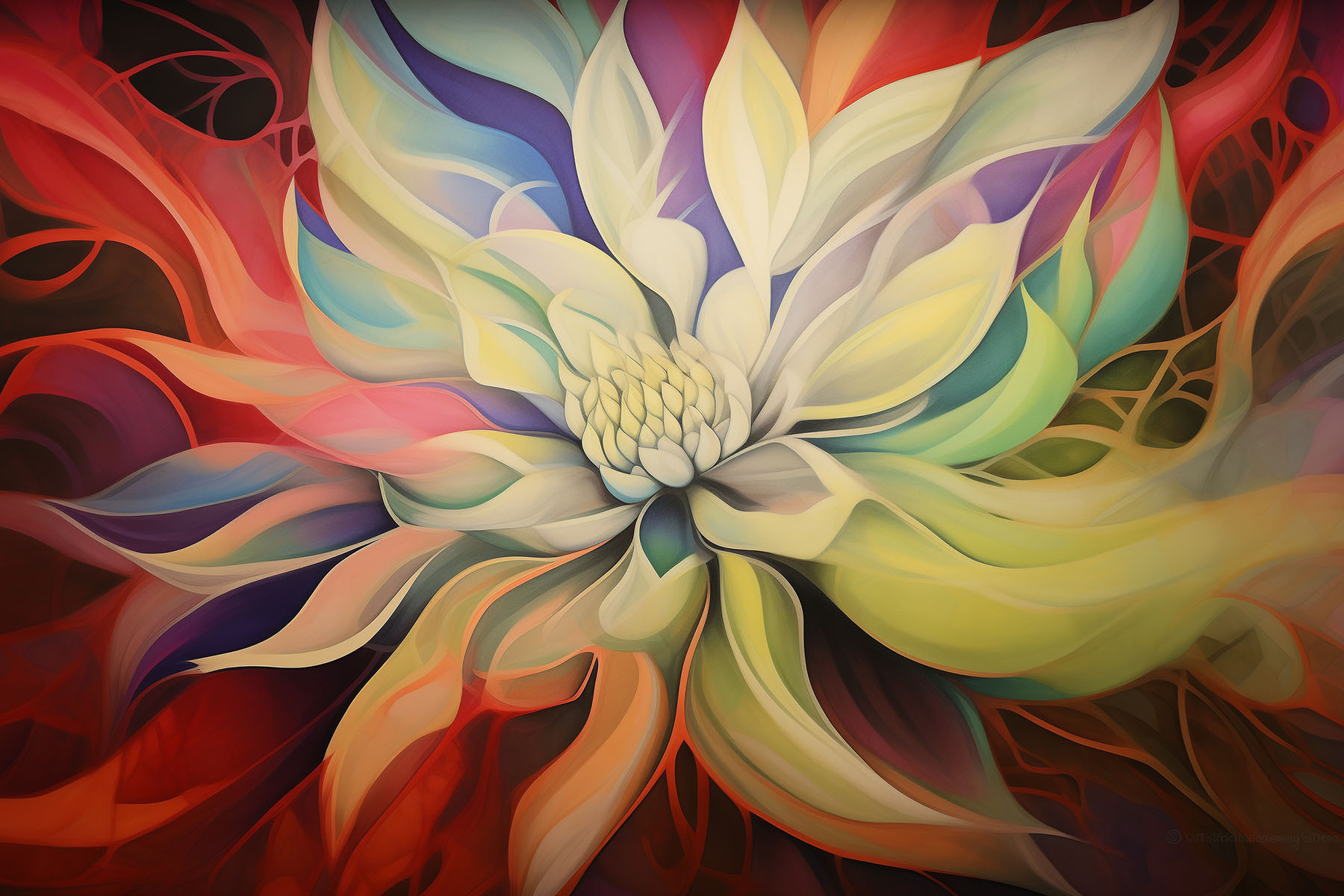 A colorful flower with white petals