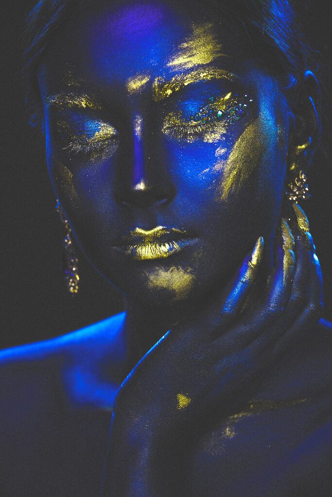 Radiant in Blue and Metallic Hues