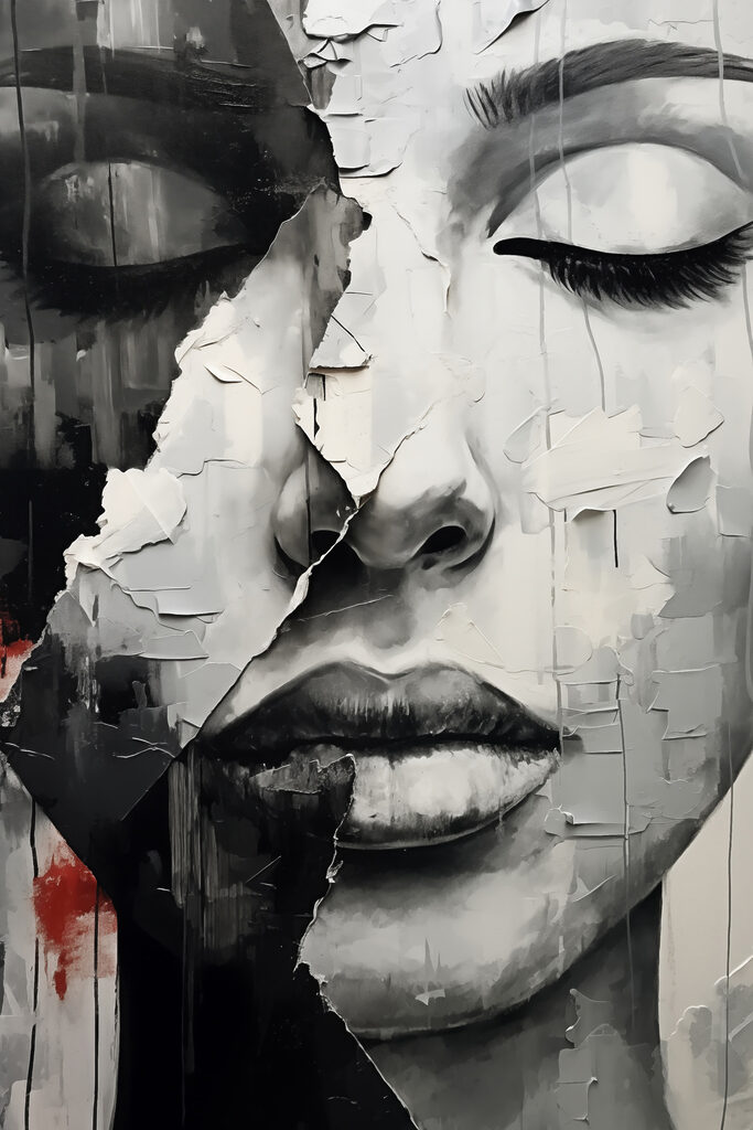 A painting of a woman's face