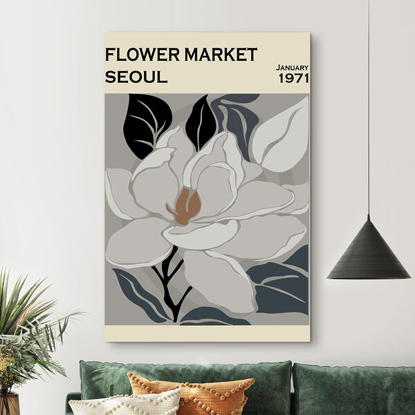 Quadri Un fiore bianco con foglie nere (COD: s37265) Quadri Quadri Un fiore bianco con foglie nere (COD: s37265)