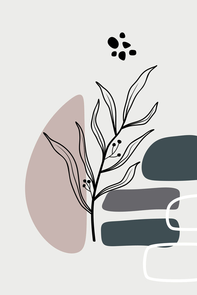 A plant with leaves and geometric shapes