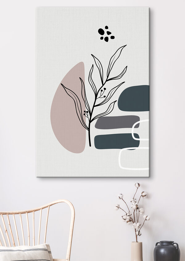 A plant with leaves and geometric shapes