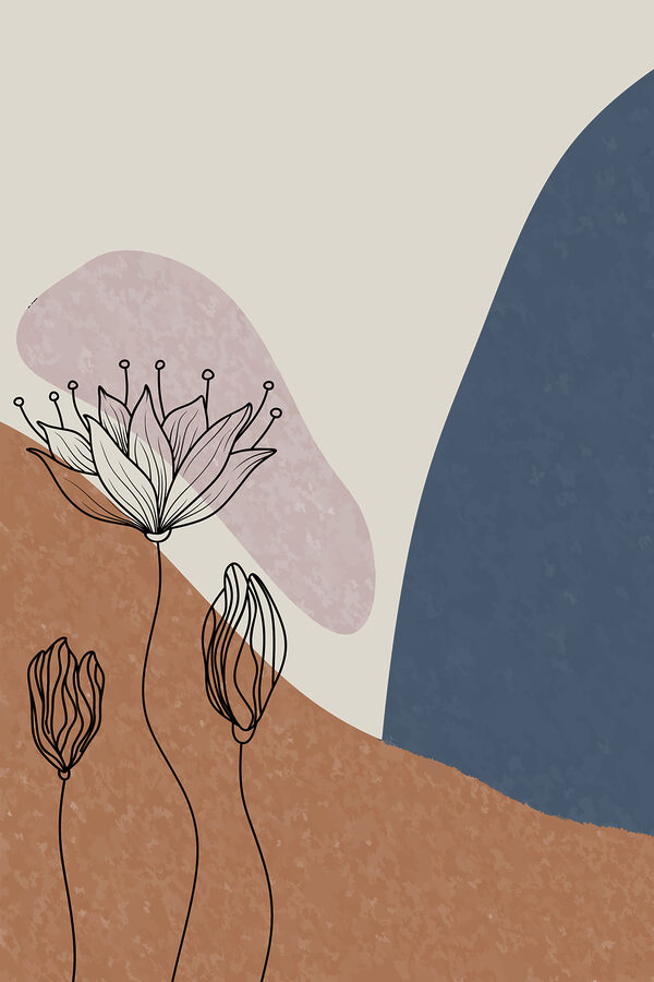 A drawing of flowers on a wall
