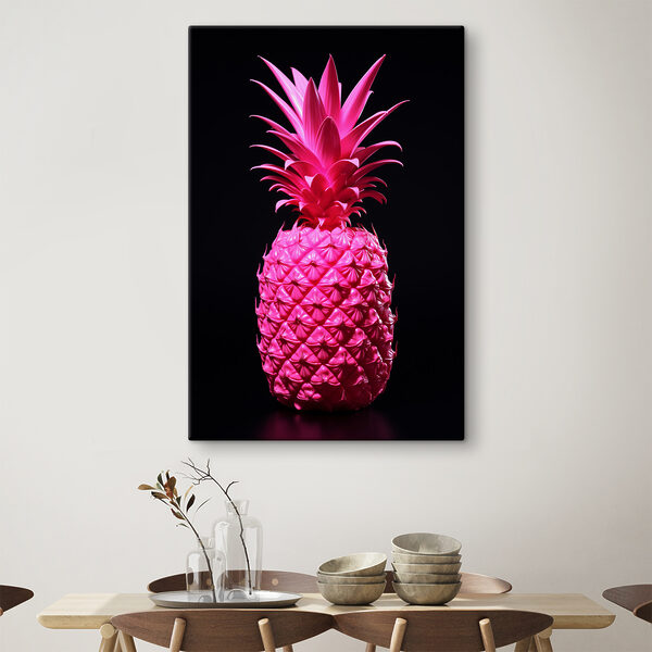 A pink pineapple with a black background A pink pineapple with a black background