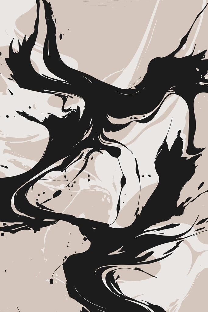 A black and white swirls on a tan background A black and white swirls on a tan background
