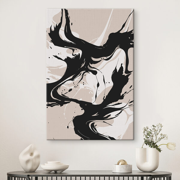 A black and white swirls on a tan background A black and white swirls on a tan background