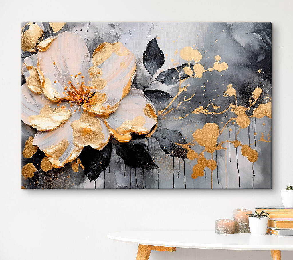 A painting of a flower