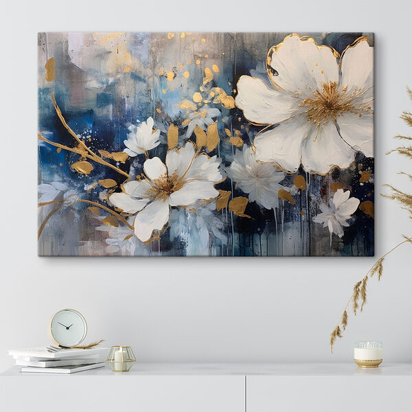 Quadri Quadri Eleganza floreale in blu e bianco (COD: s35526)