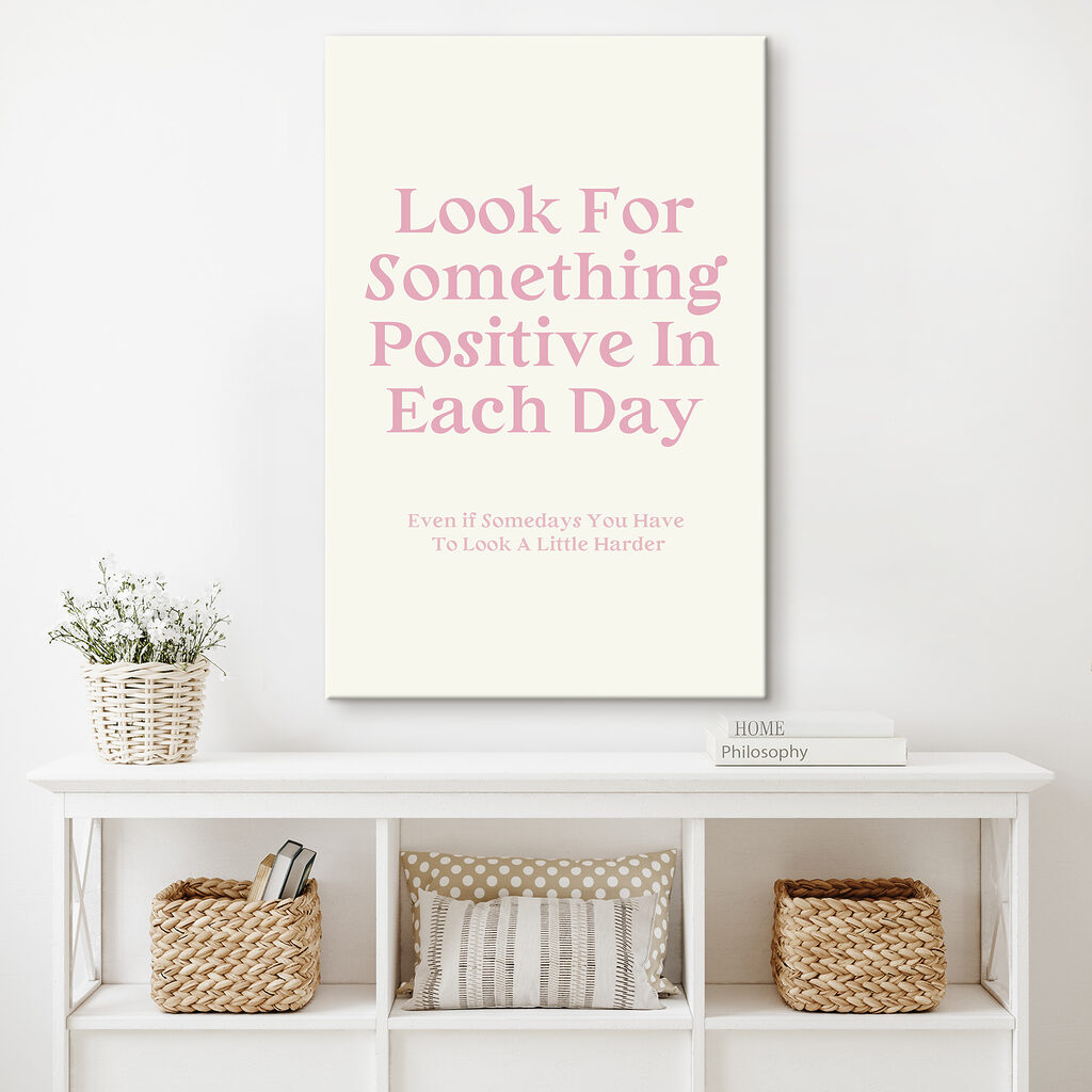 A white background with pink text