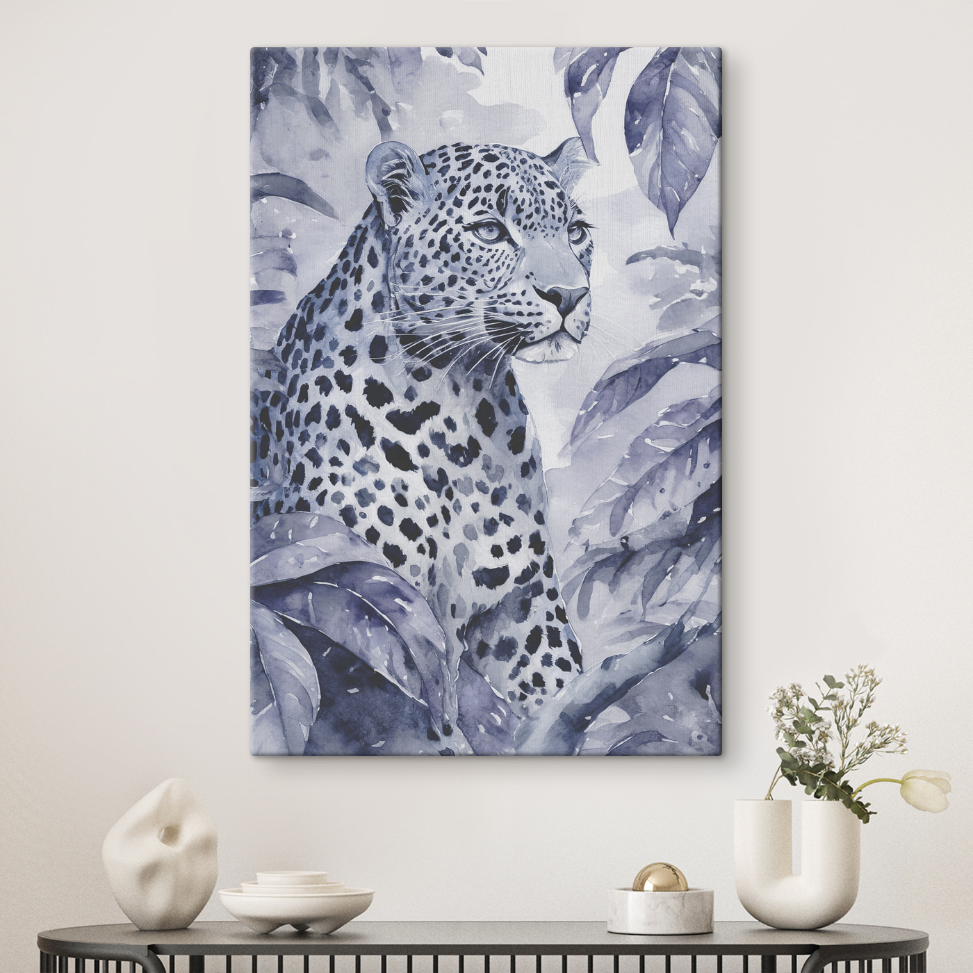 A watercolor of a leopard