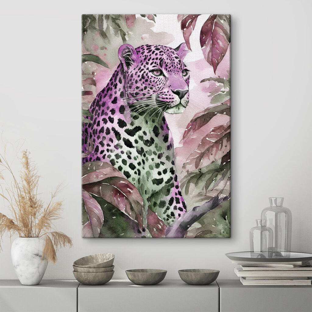 A watercolor painting of a leopard
