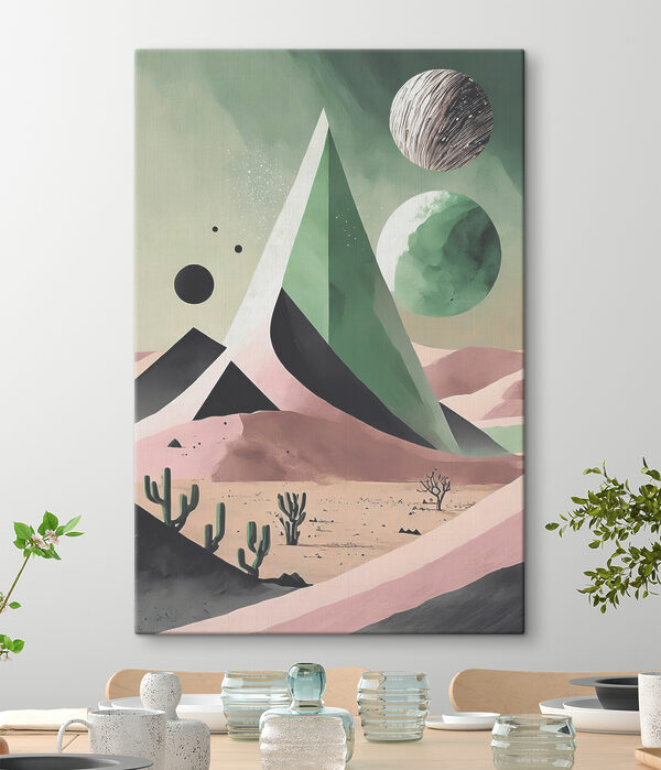 Quadri Quadri Un paesaggio desertico con cactus e una piramide (COD: s37364)