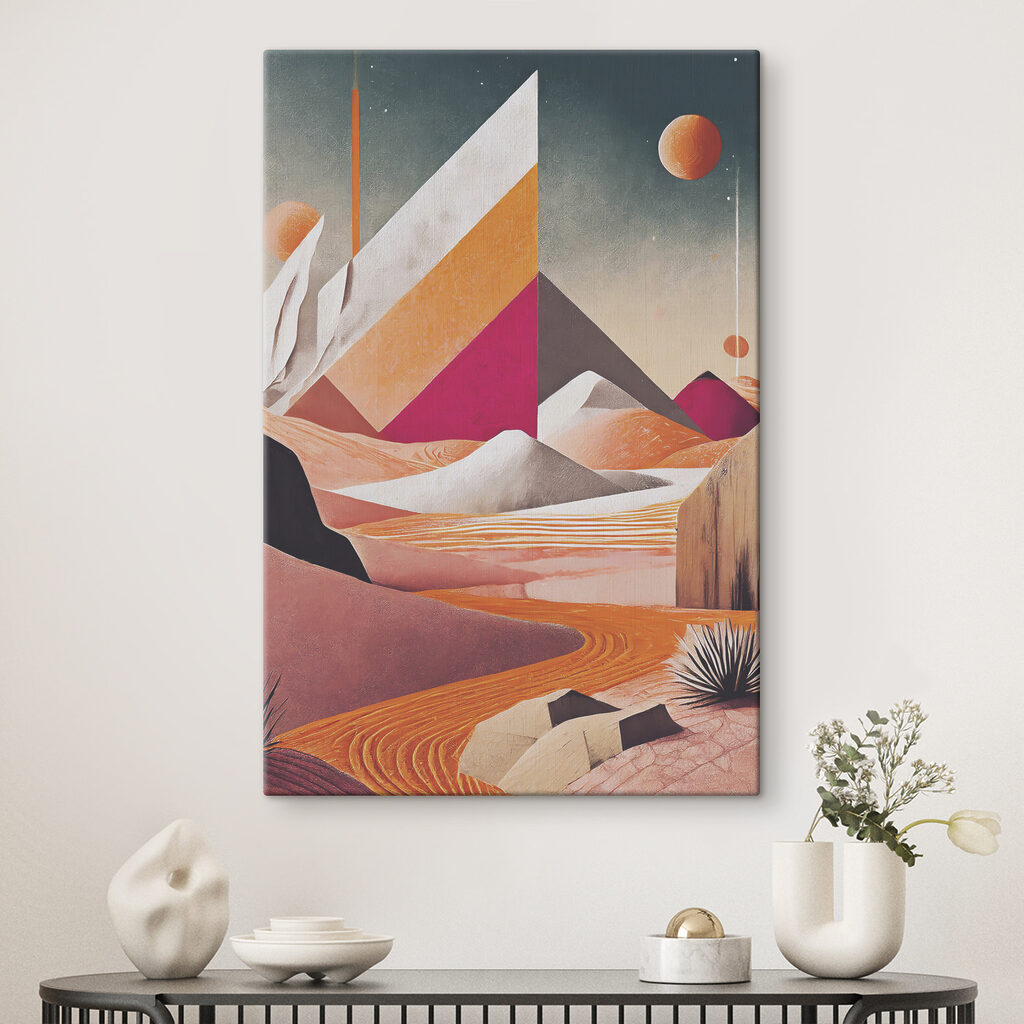 A painting of a desert landscape