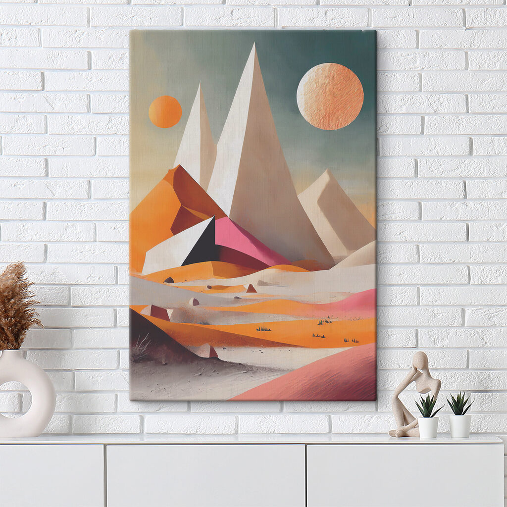 A desert with pyramids and sun A desert with pyramids and sun