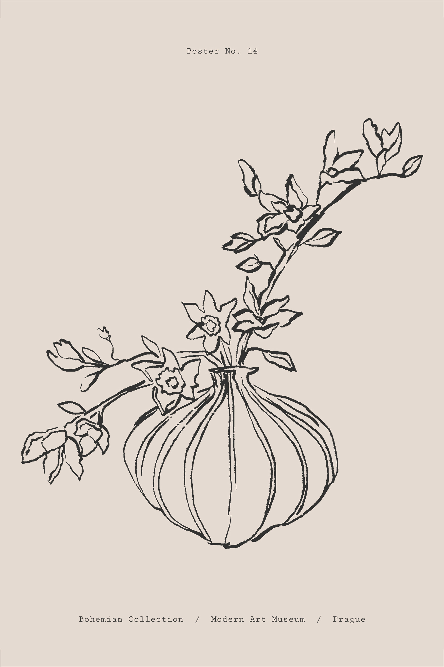 A drawing of a flower vase