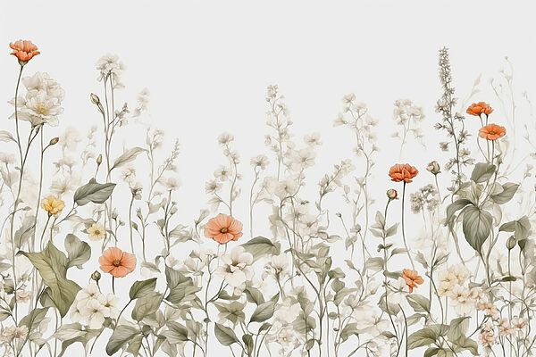 A group of flowers with leaves